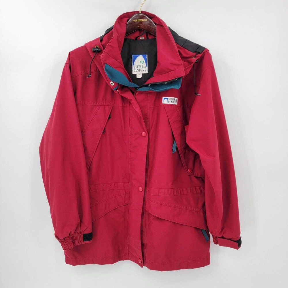 Sierra Designs Size 12 Gore-Tex Mountain Parka Jacket Red w/ Black Vtg